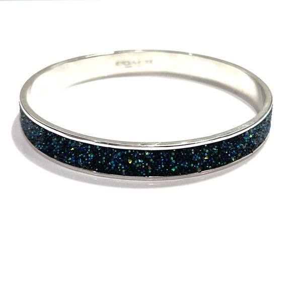 COACH Silver and Blue Glitter Bracelet